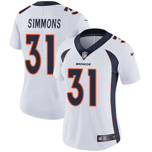 Nike Broncos #31 Justin Simmons White Women's Stitched NFL Vapor Untouchable Limited Jersey